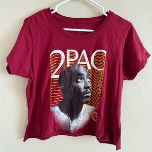 2Pac Hip‎ Hop Royalty Graphic Women's Burgundy Crop T-Shirt size 3X Fits Like XL